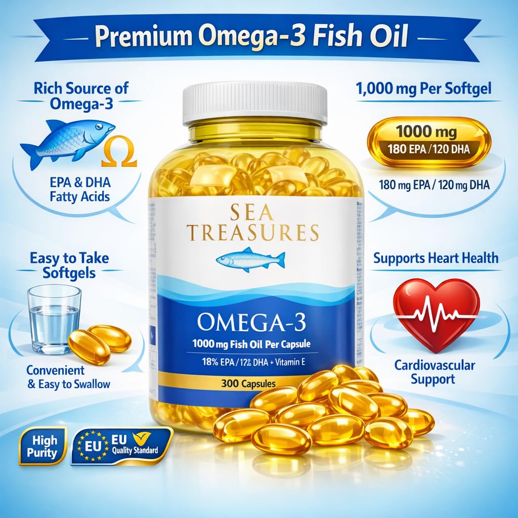 Omega 3 Fish Oil 1000 mg 300 Soft gels N405