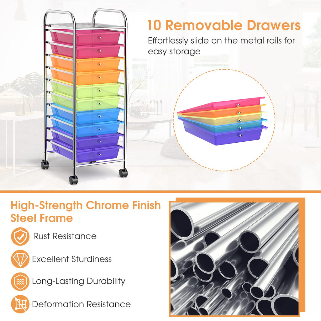 10 Drawer Rolling Storage Cart Organizer Q730175