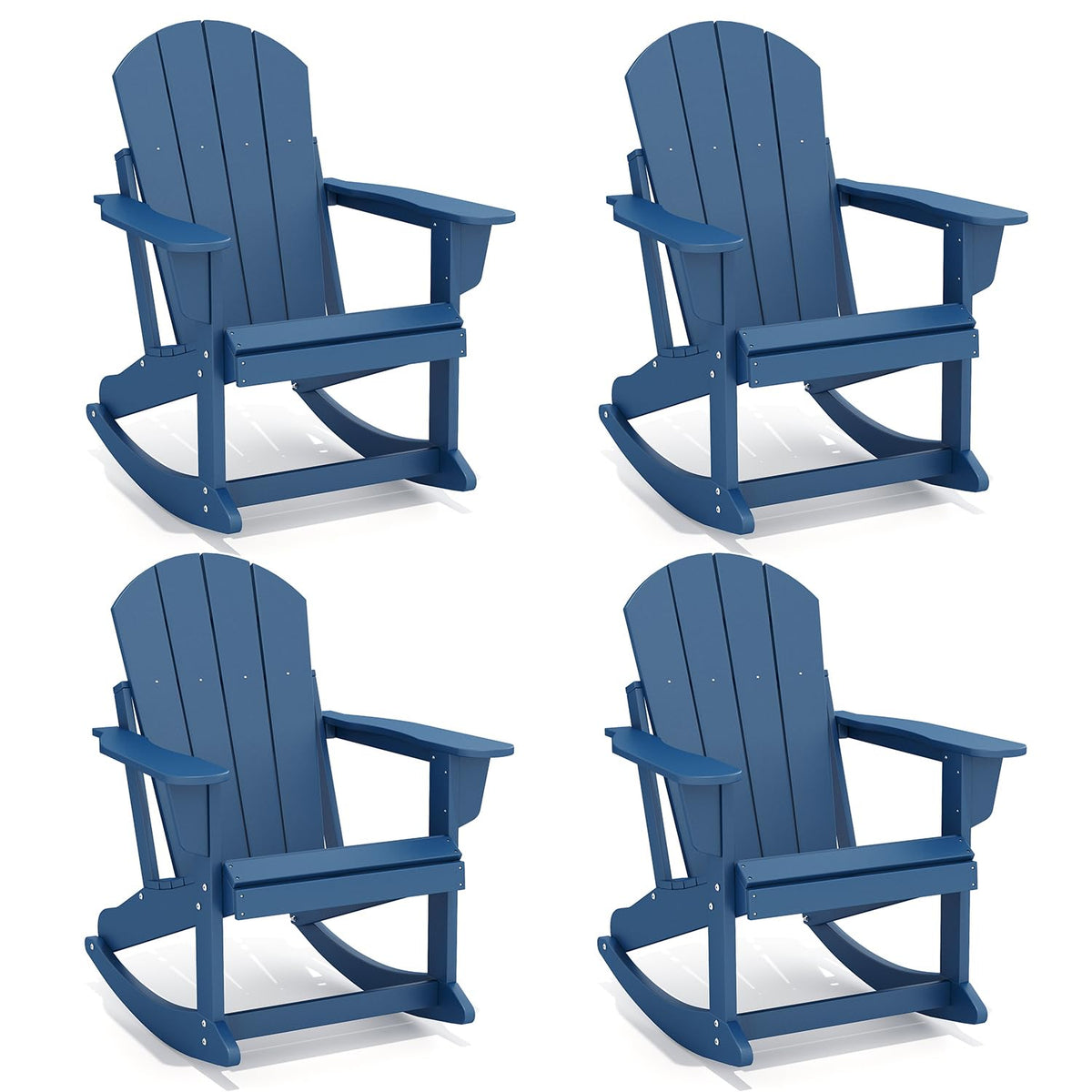 Blue Adirondack Rocking Chairs Set of 4 Y979