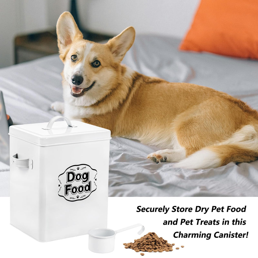 5-7 Lbs Metal Dog Food Storage Container with Lid and Scoop R65485