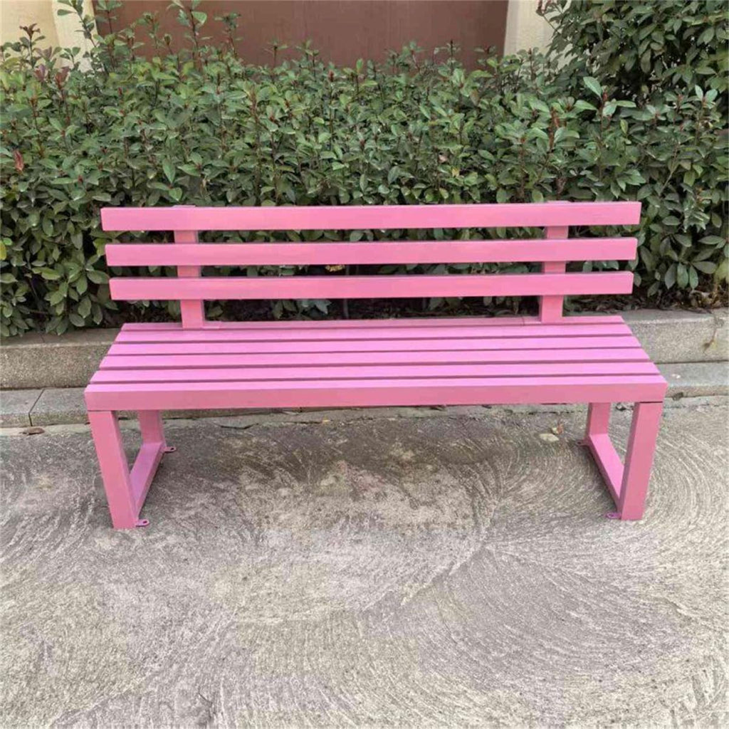 Iron Patio Bench with Backrest Pink 79" L x 16" W x 31" H G943