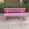 Iron Patio Bench with Backrest Pink 79" L x 16" W x 31" H G943