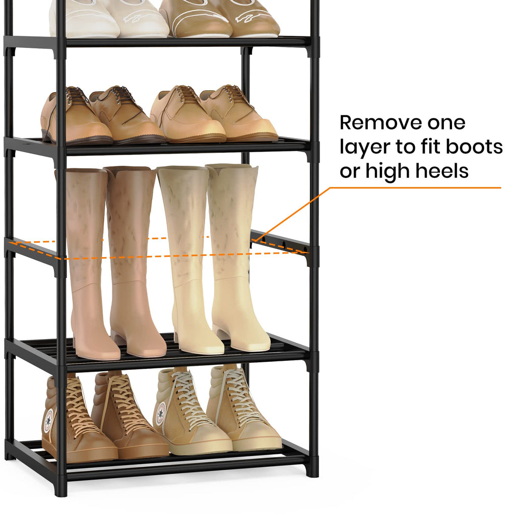 Black 10 Tiers Narrow Shoe Rack S5736