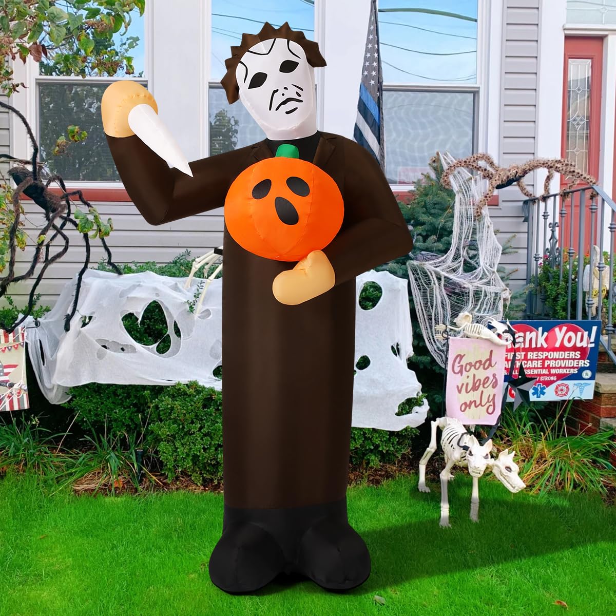 6FT Inflatable Scary Pumpkin with Built-in LEDs M6538