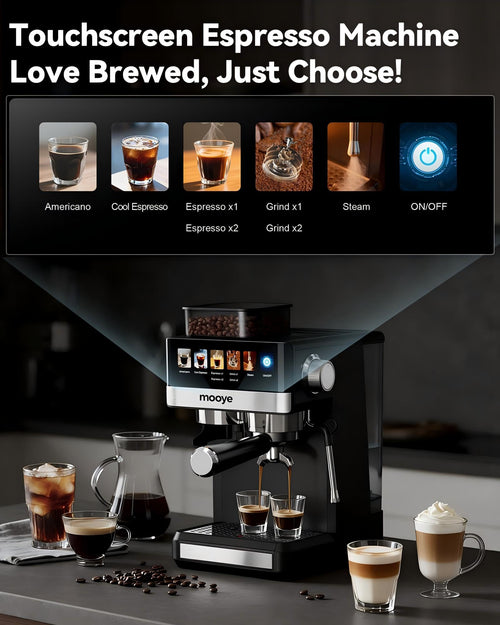 20Bar Compact Espresso Machine with Grinder and Steam Milk Frother L637585