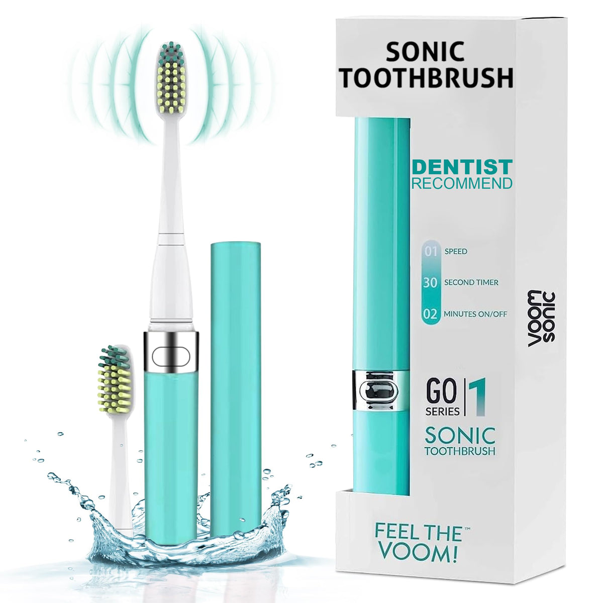Black Blue 2-Pack Travel Electric Toothbrush D3370