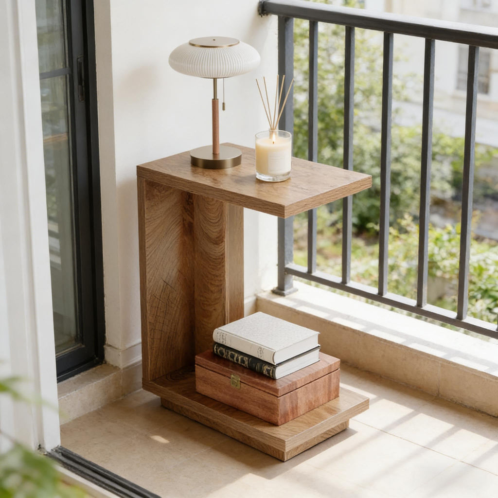 C-Shaped Side Table with Hidden Storage Q498