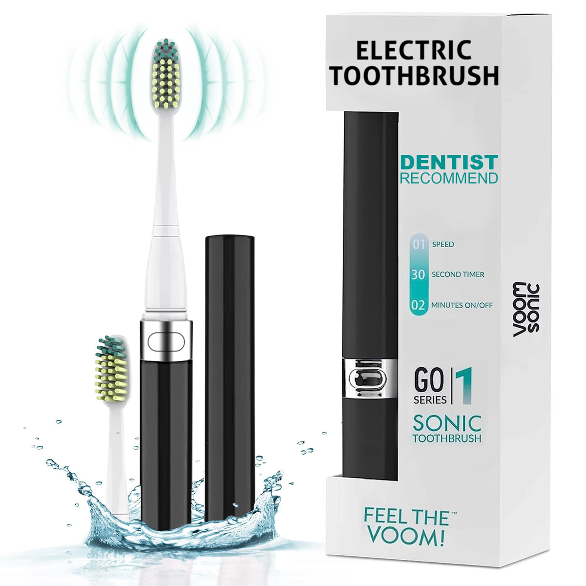 Black Blue 2-Pack Travel Electric Toothbrush D3370