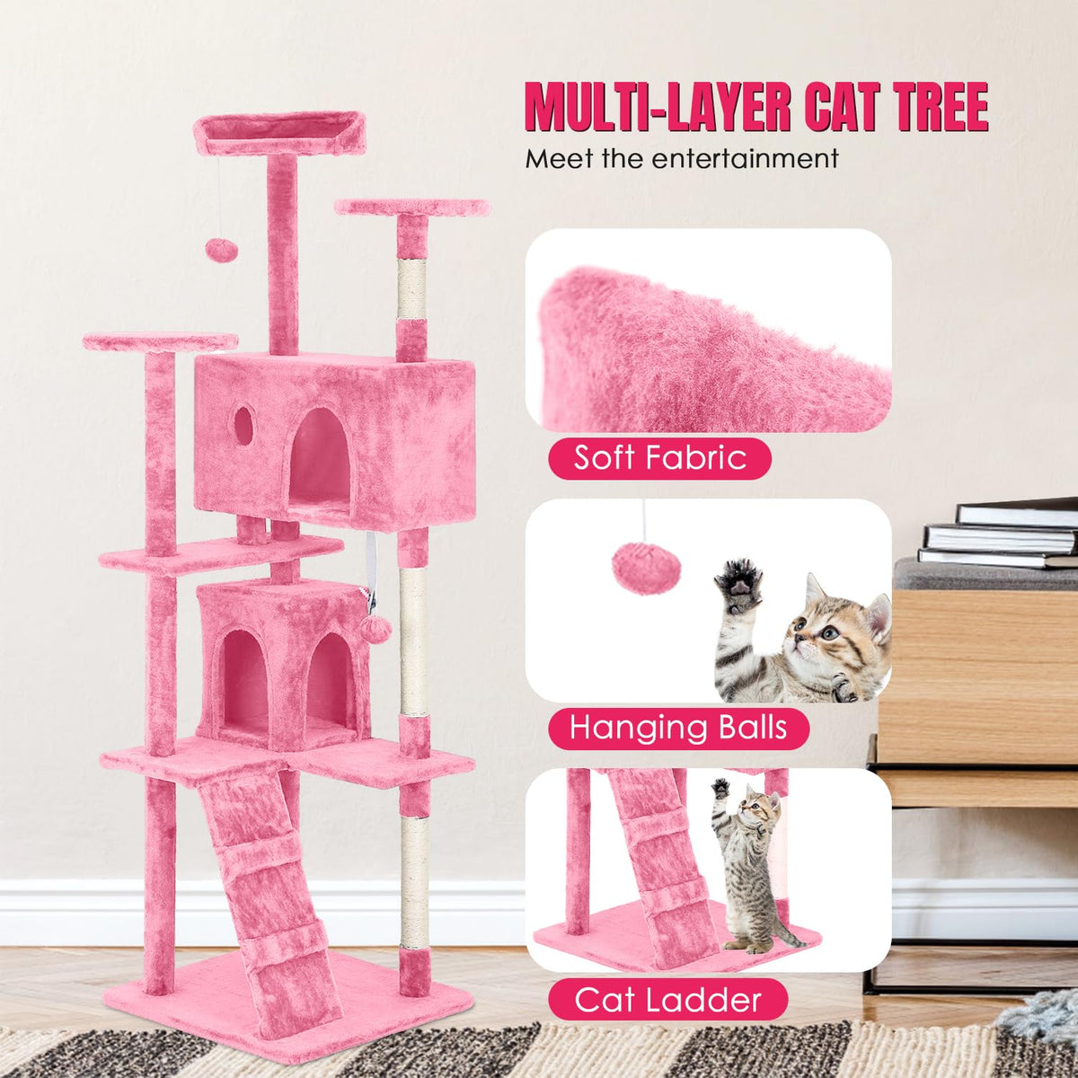 70in Cat Tree Tower with Scratching Post T5429