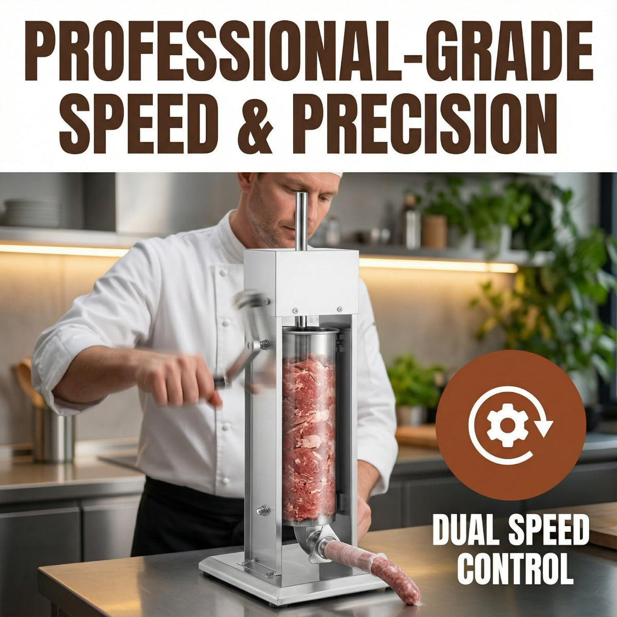 7 L Vertical Stainless Steel Sausage Stuffer with 4 Stuffing Tubes N493554