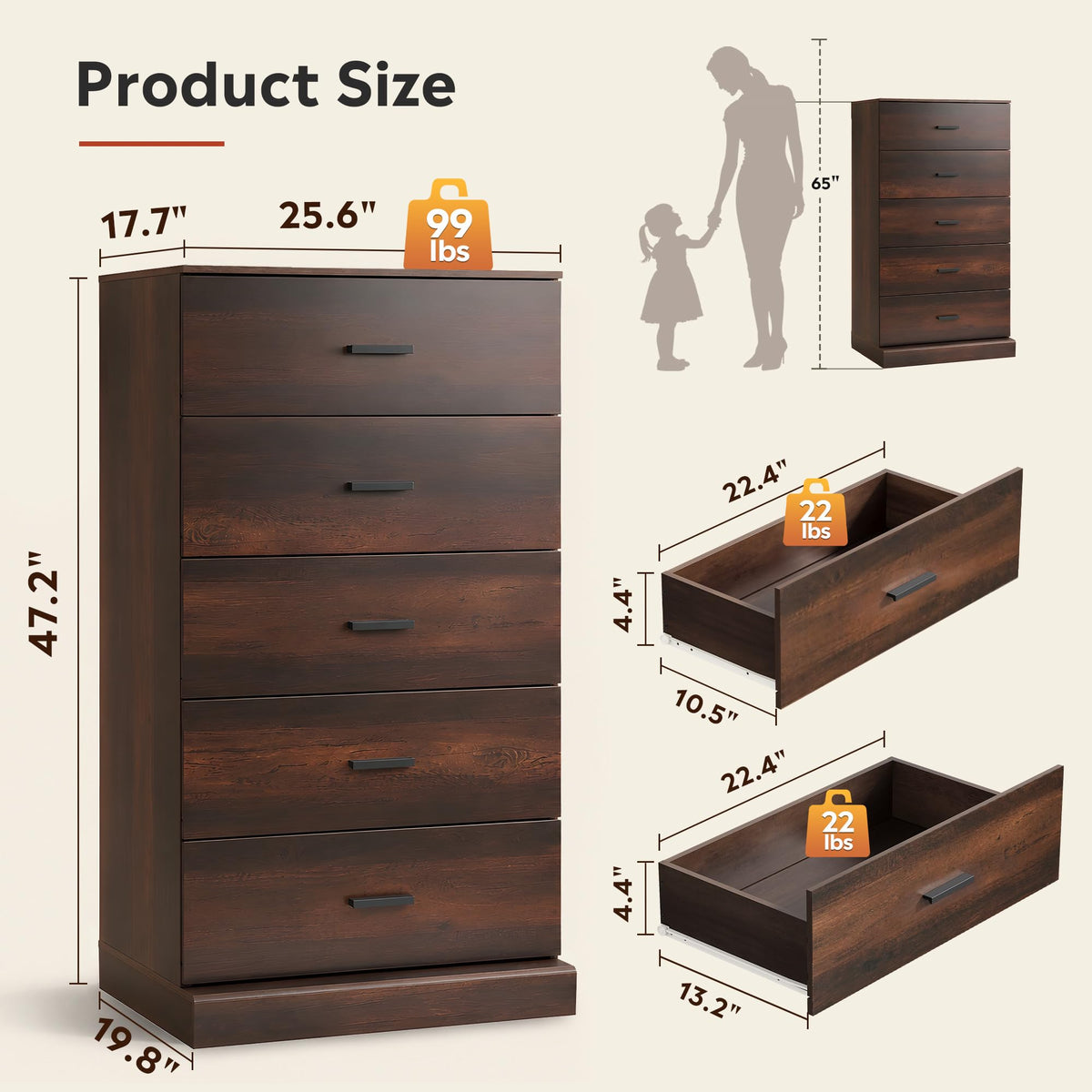 Brown 5 Drawer Dresser B540933