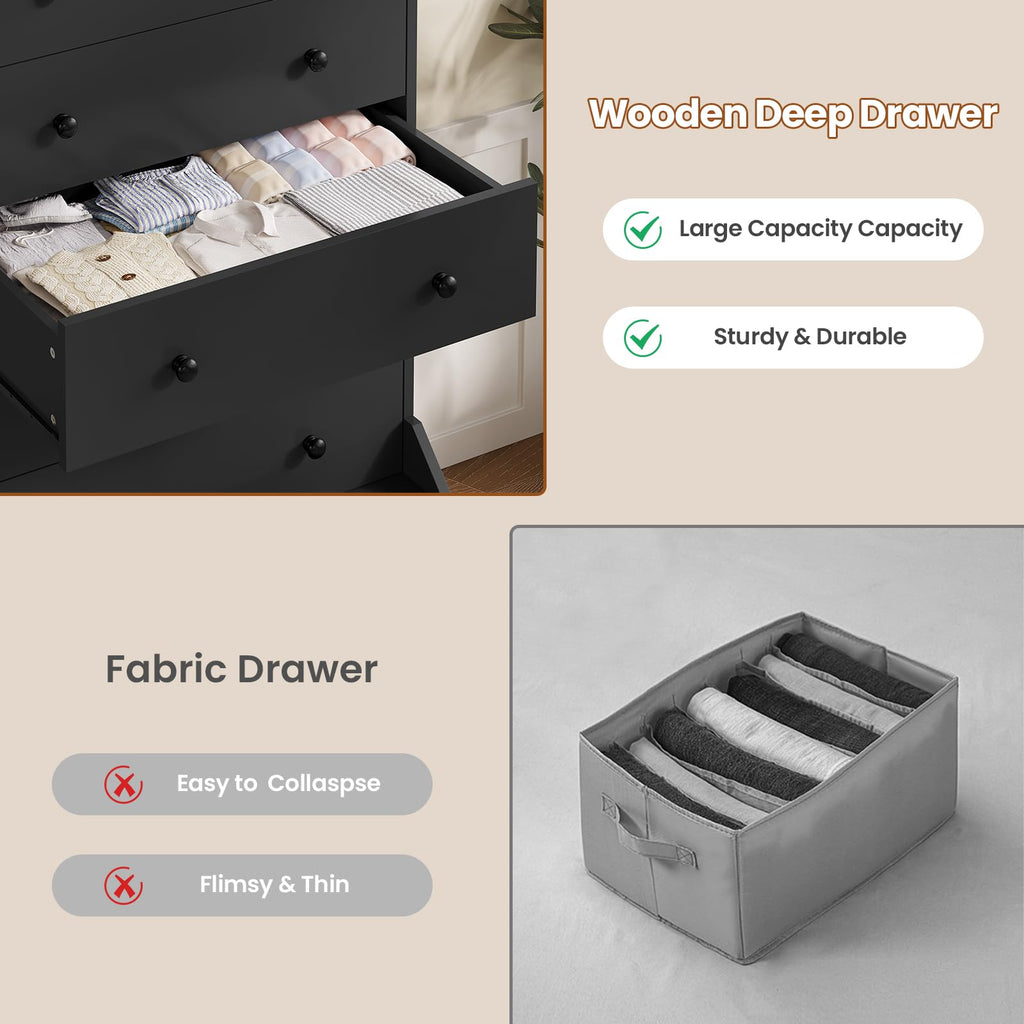 6 Drawer Tall Black Dresser N57400