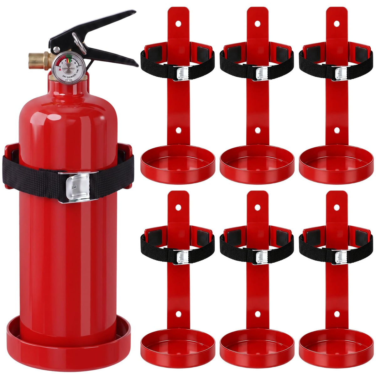 6 Pack 2.5 lb Fire Extinguisher Wall Mount Bracket Q619086