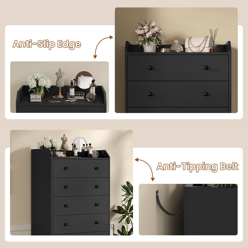 6 Drawer Tall Black Dresser N57400