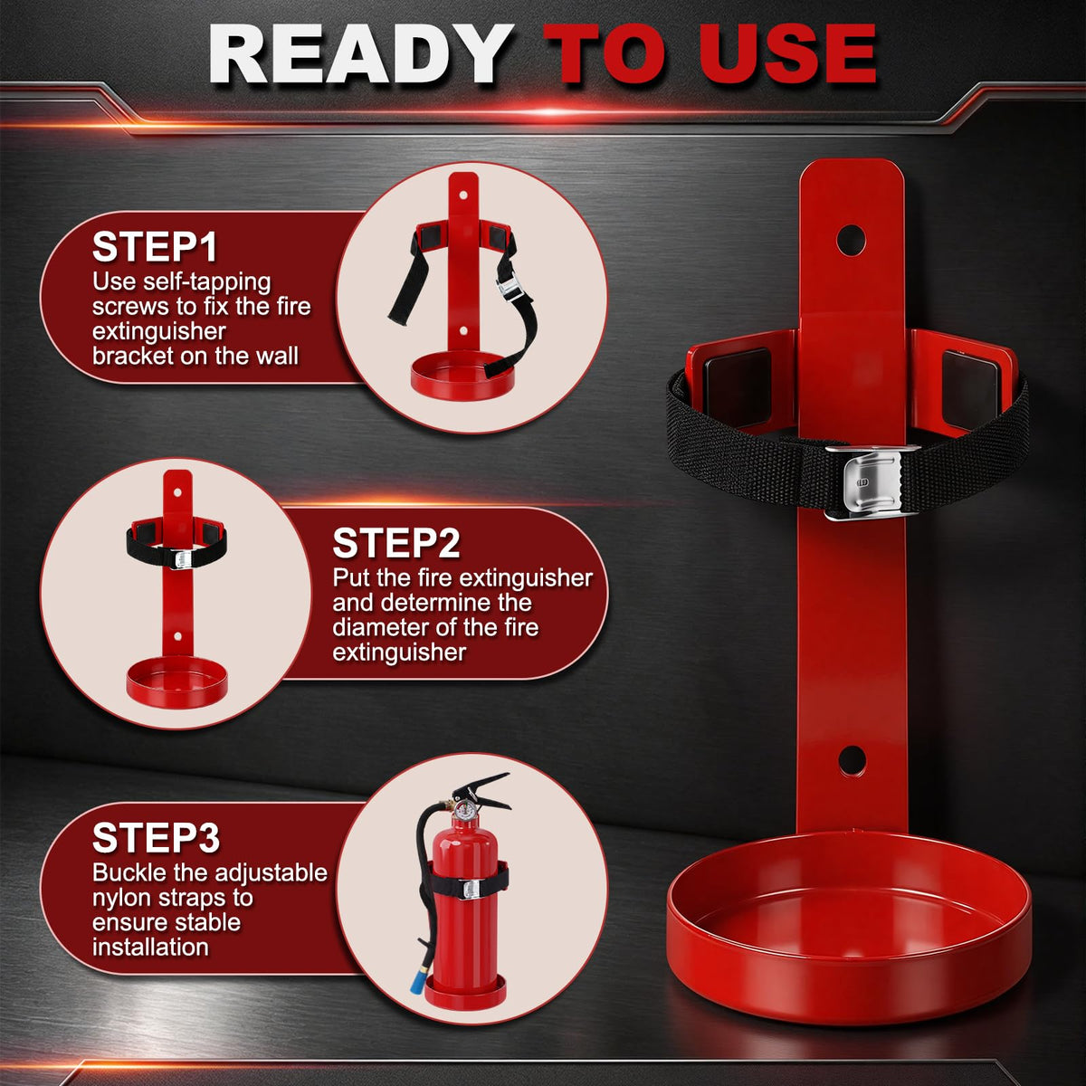 6 Pack 2.5 lb Fire Extinguisher Wall Mount Bracket Q619086