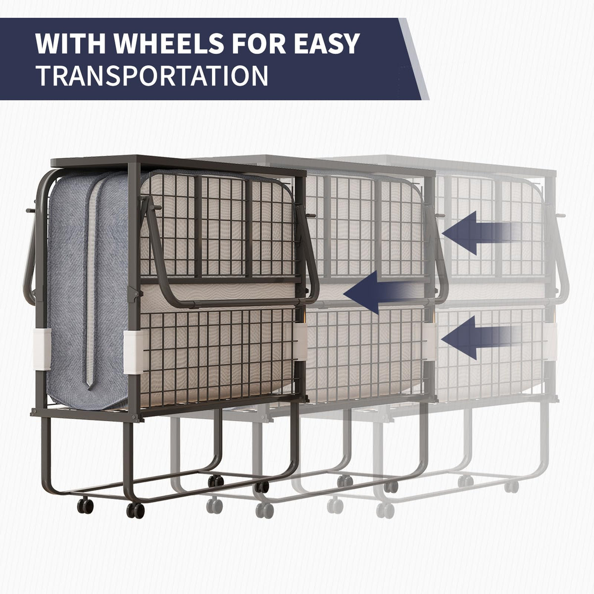 Folding Bed with 4 Lockable Wheels S752