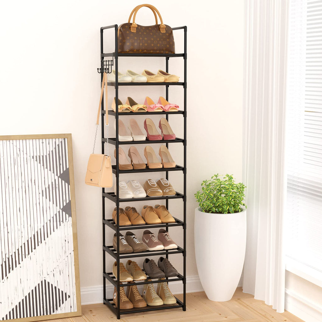 Black 10 Tiers Narrow Shoe Rack S5736