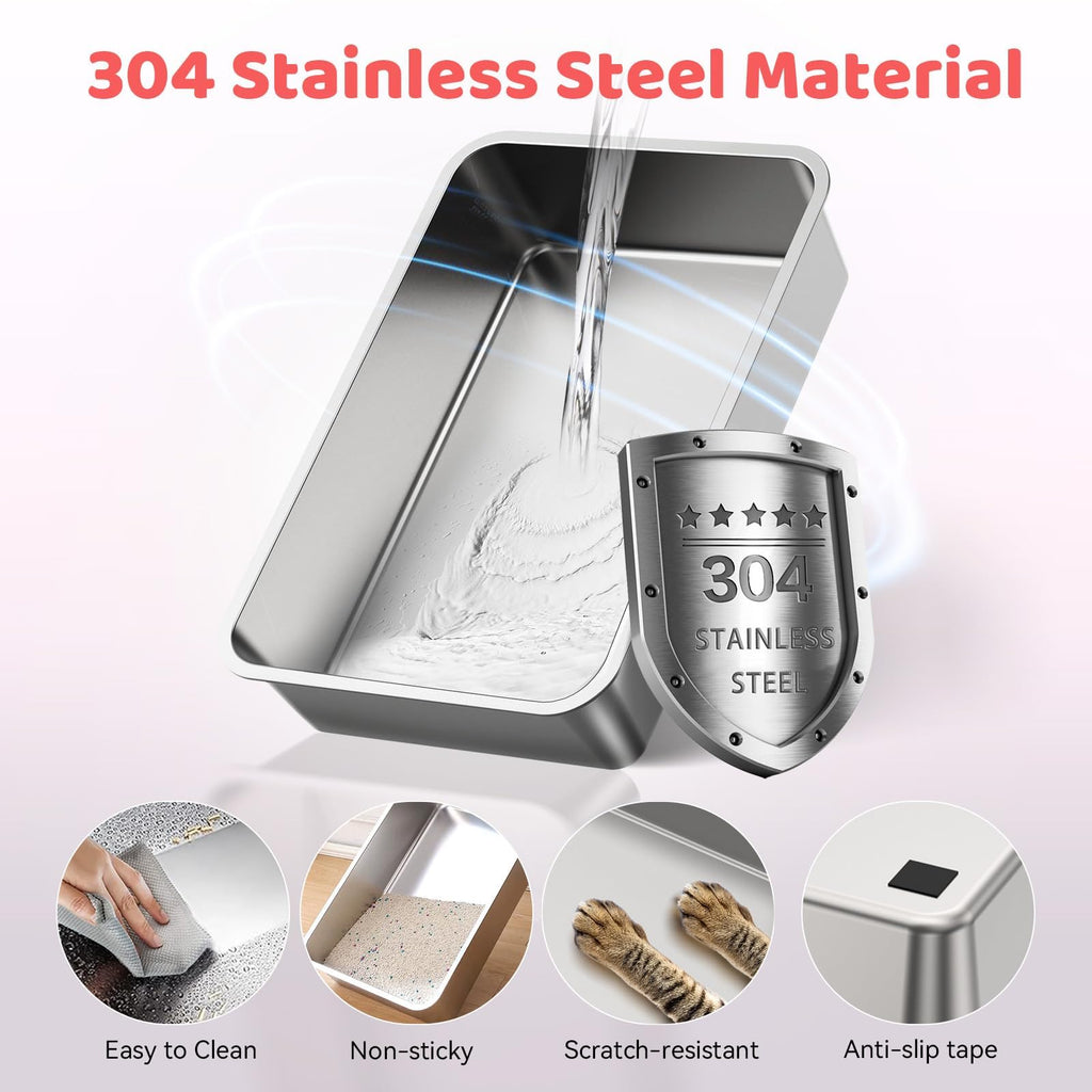 XL Stainless Steel Cat Litter Box with Lid O1034