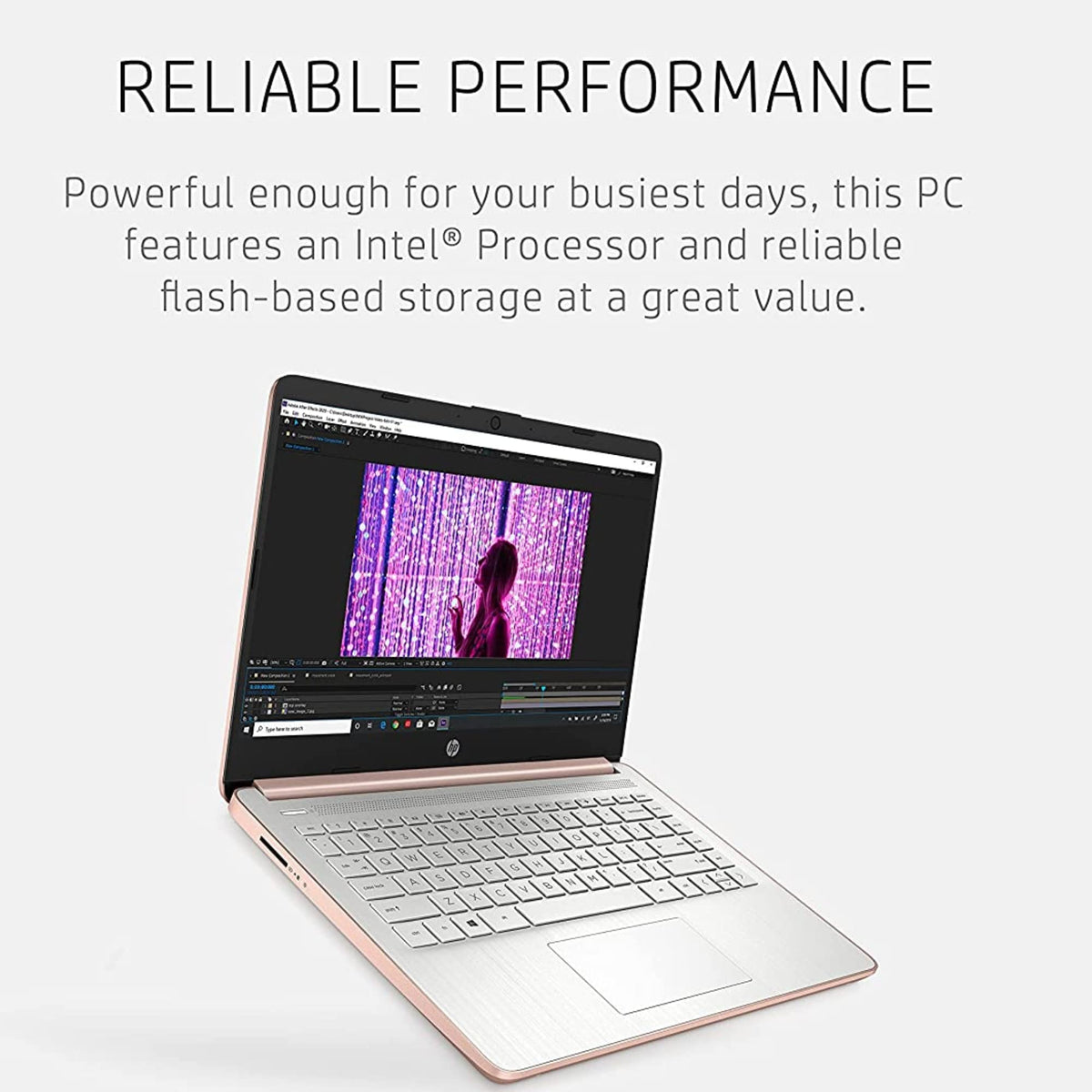 14'' HD Laptop Intel Celeron 4GB 64GB eMMC Pink Gold F455