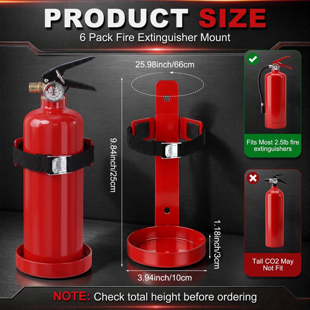 6 Pack 2.5 lb Fire Extinguisher Wall Mount Bracket Q619086