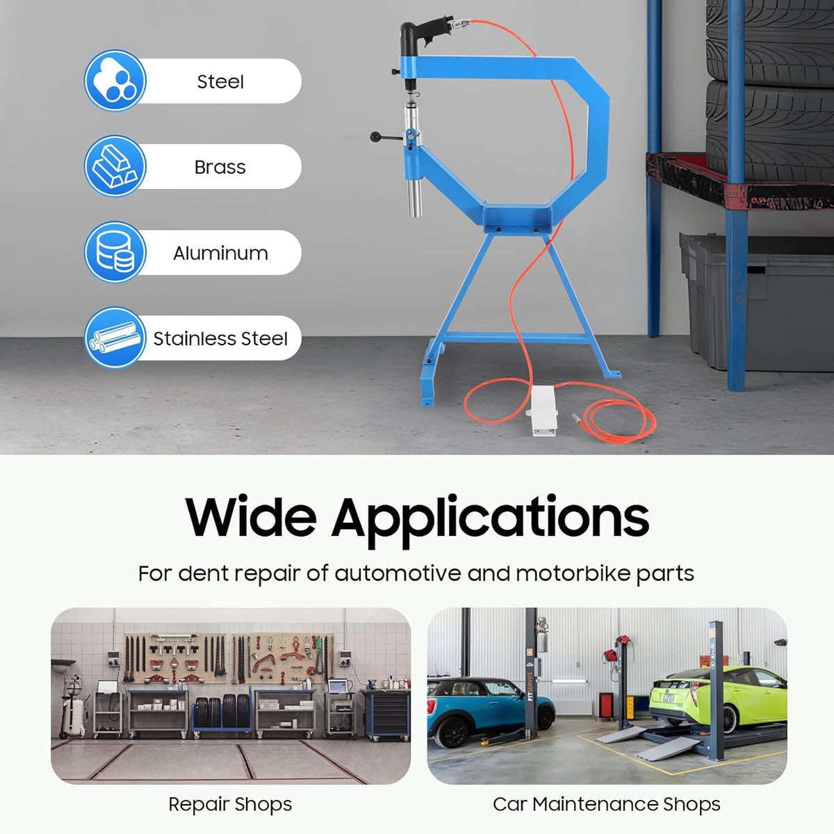 Pneumatic Planishing Hammer Metal Shaping Tool with Cast-Iron Stand G393