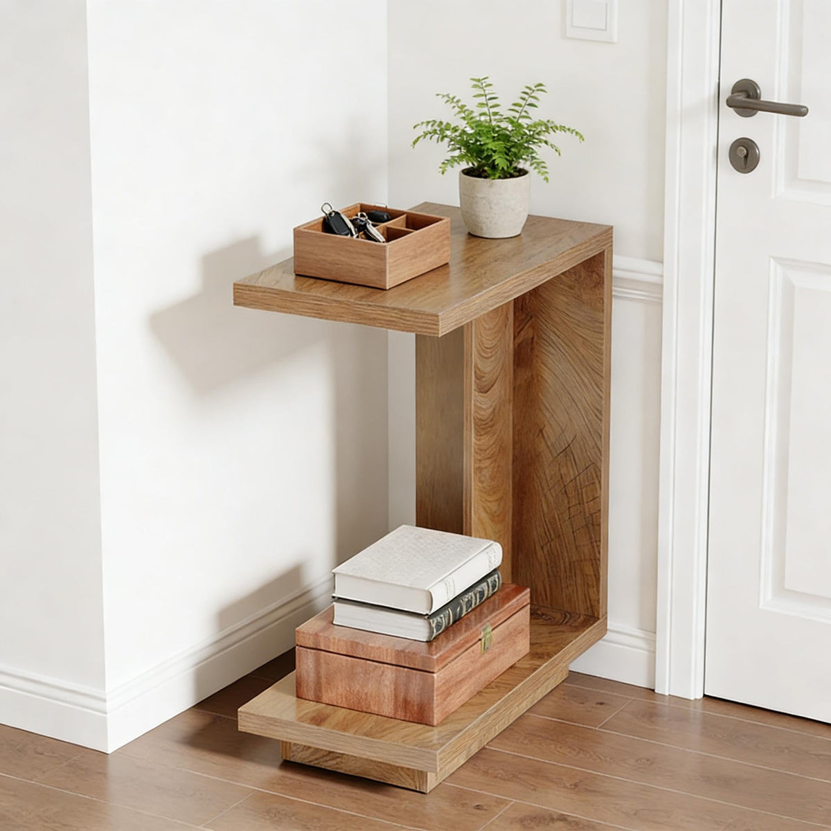 C-Shaped Side Table with Hidden Storage Q498