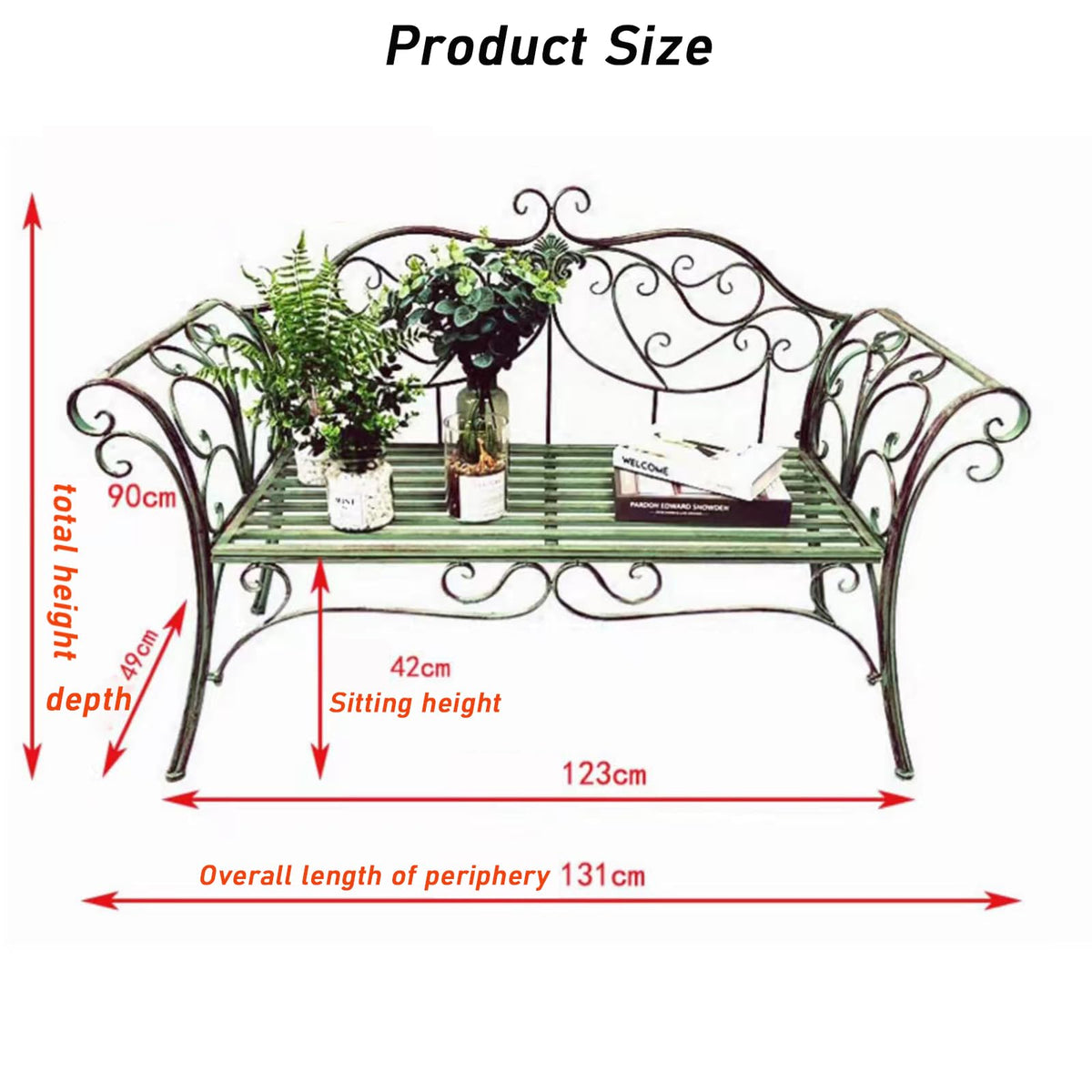 2-Seat Metal Outdoor Bench K316903