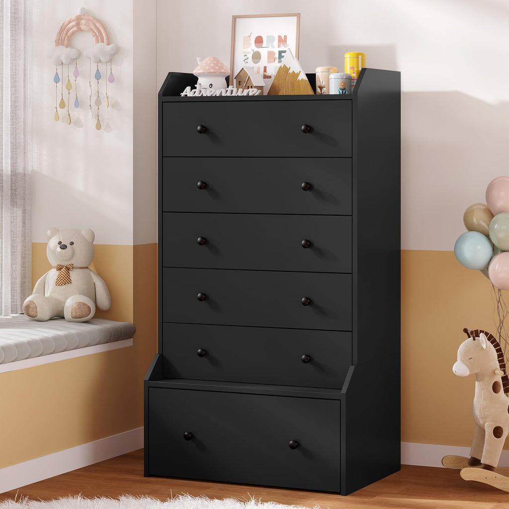 6 Drawer Tall Black Dresser N57400