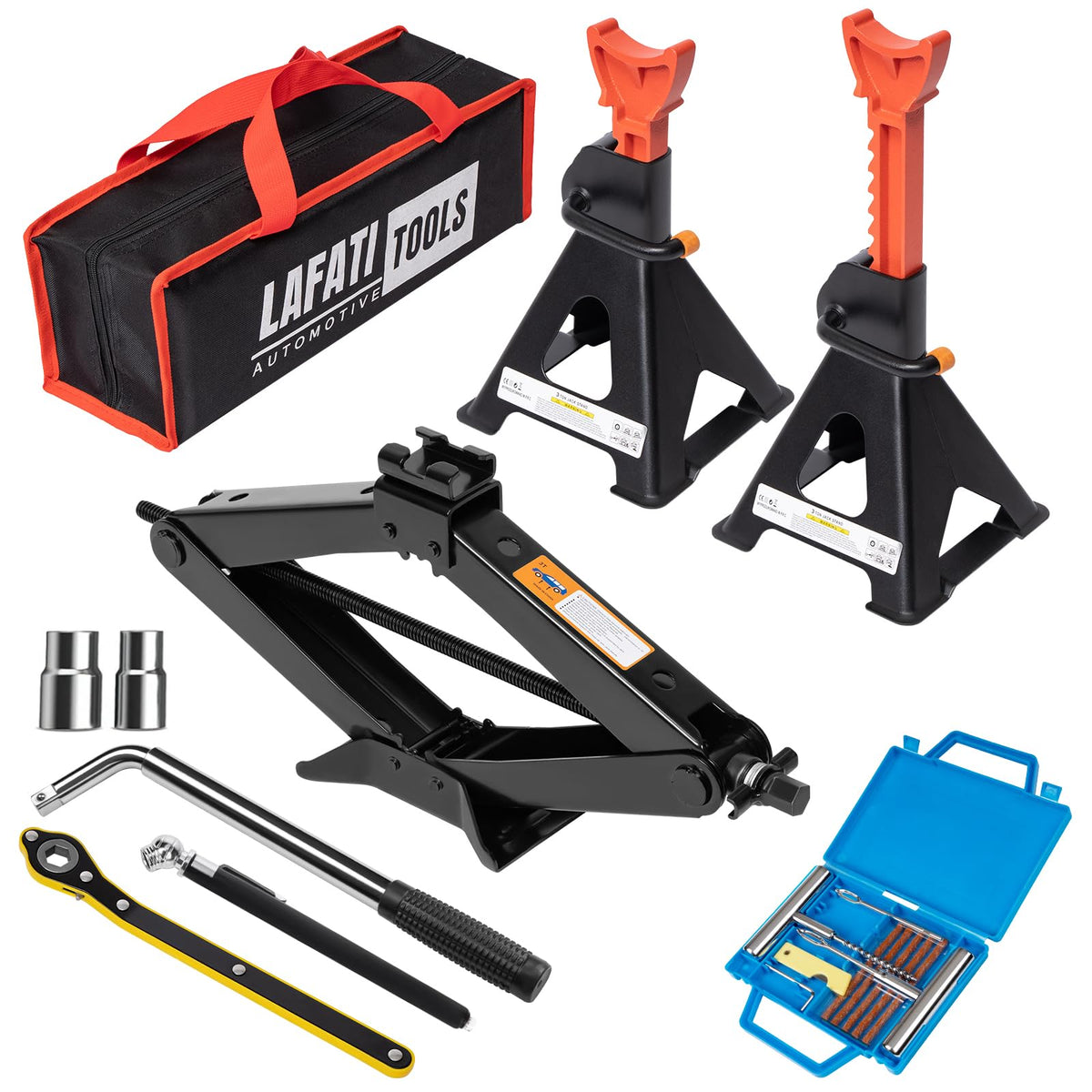 3 Ton Scissor Jack and Jack Stands Kit with Lug Wrench I92646