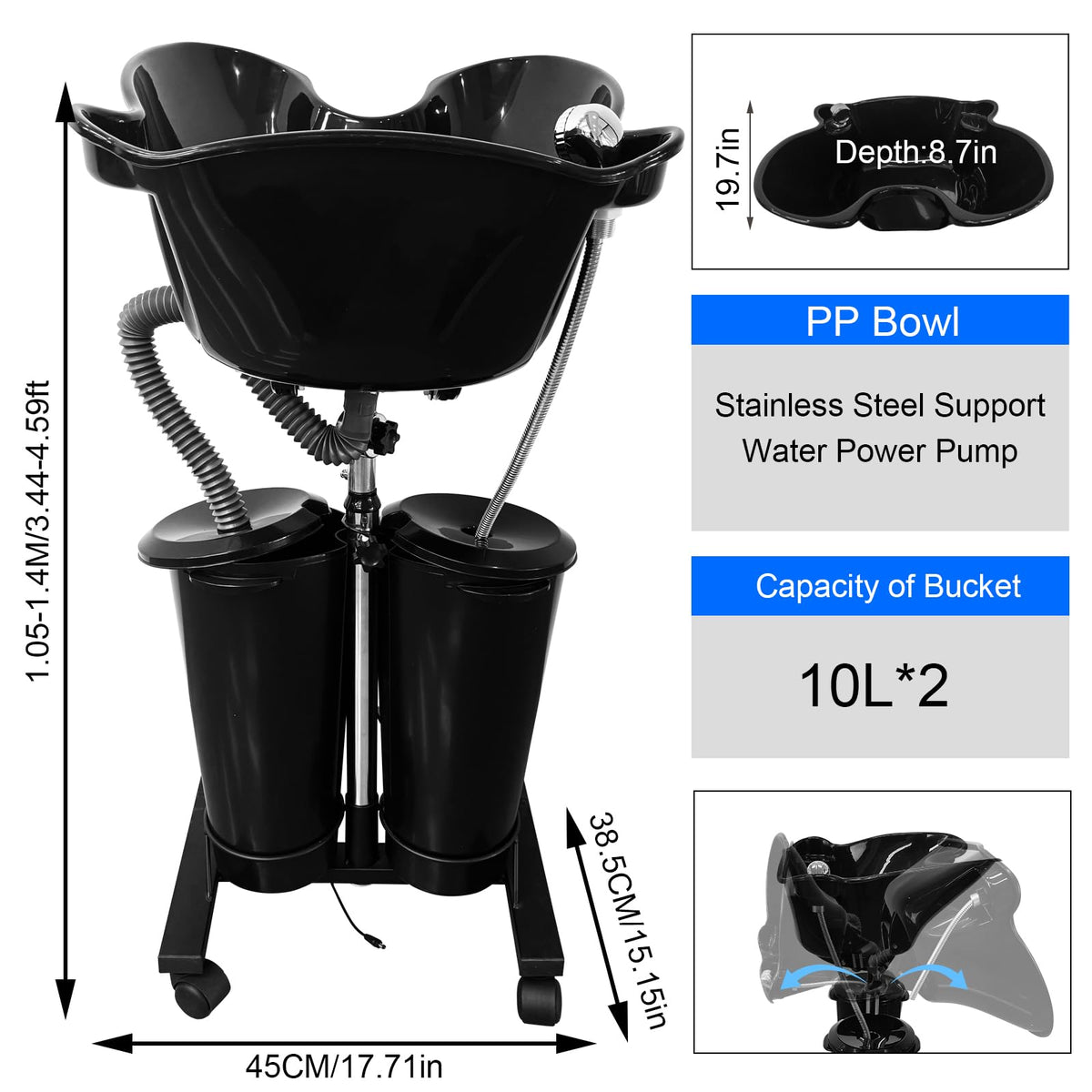 Portable Shampoo Bowl with Electric Pump P427943