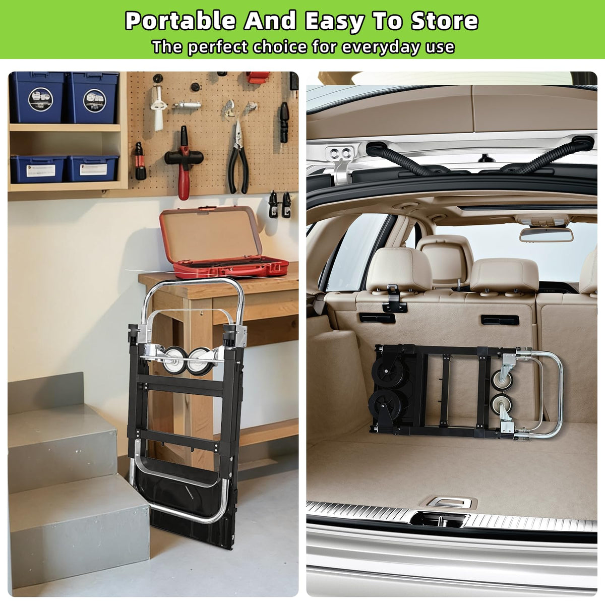 3 in 1 Folding Hand Truck, 600Lbs Capacity Collapsible Cart with Retractable Handle and 4 Rubber Wheels K381160