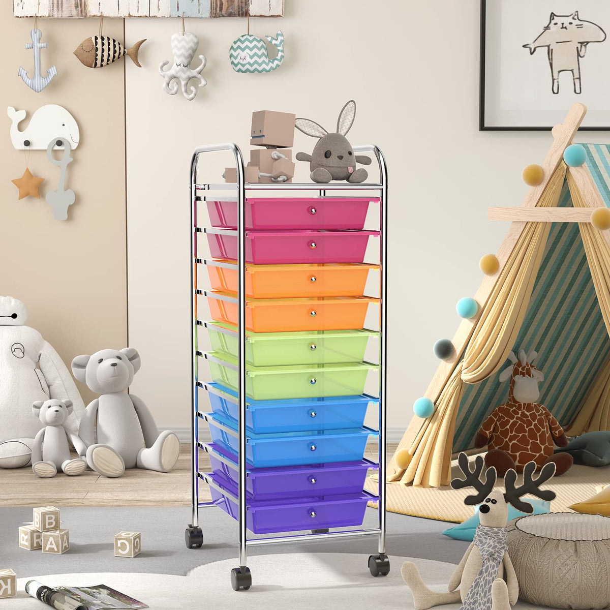 10 Drawer Rolling Storage Cart Organizer Q730175