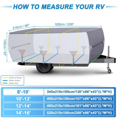 14ft-16ft Waterproof Oxford Pop-Up Camper Cover K200224