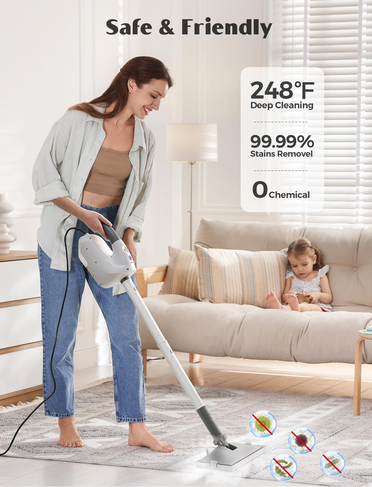 10-in-1 Steam Mop with Detachable Handheld Steamer Y904902