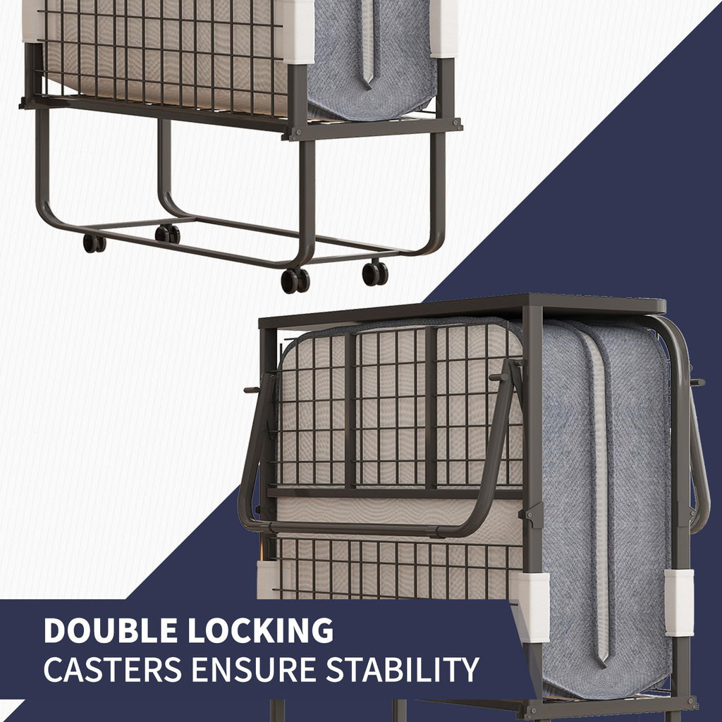 Folding Bed with 4 Lockable Wheels S752