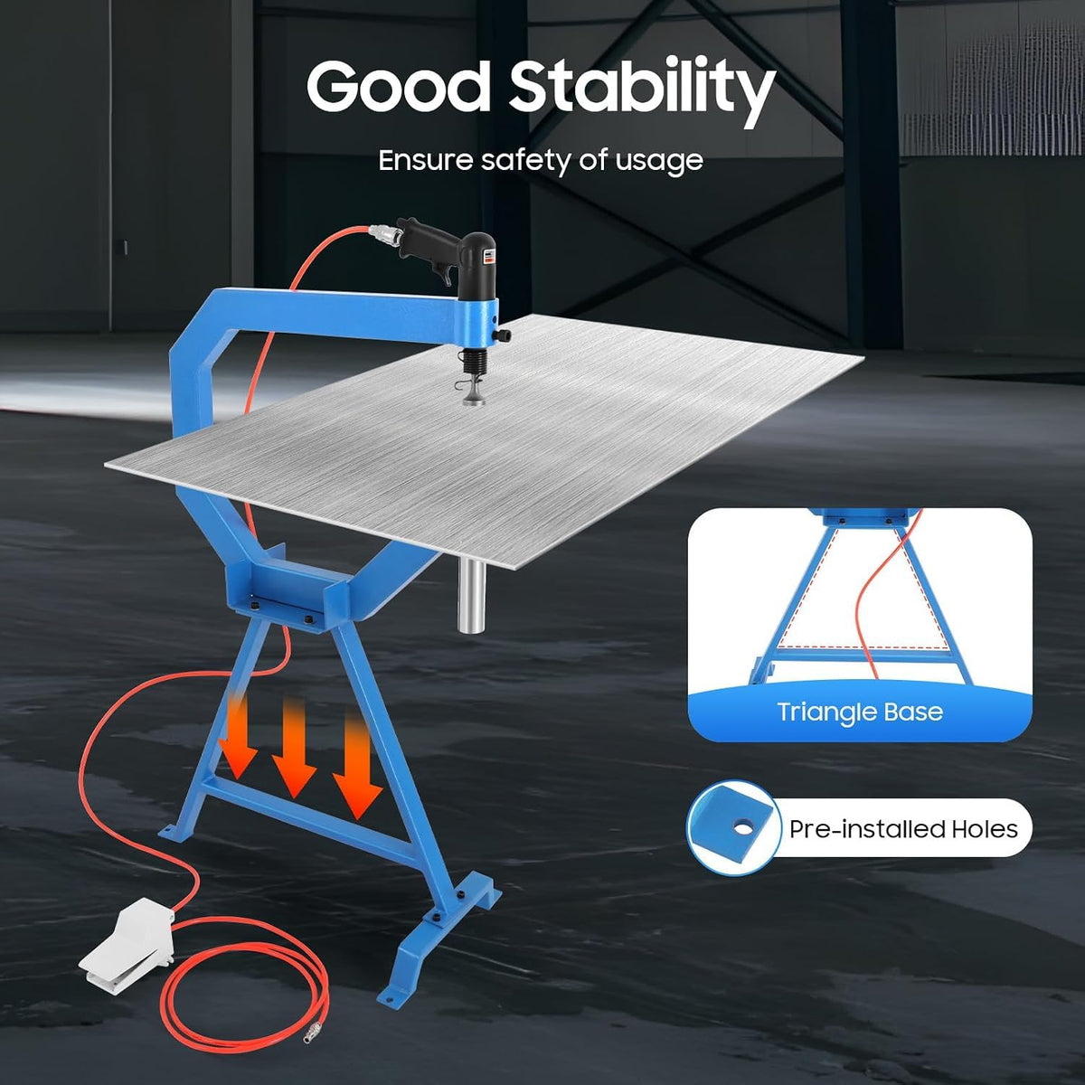 Pneumatic Planishing Hammer Metal Shaping Tool with Cast-Iron Stand G393