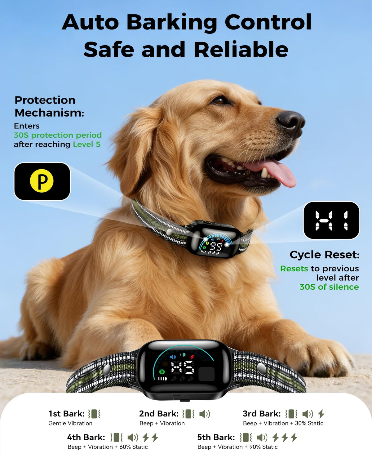 2-in-1 Dog Shock Collar & Dog Bark Collar Y120772