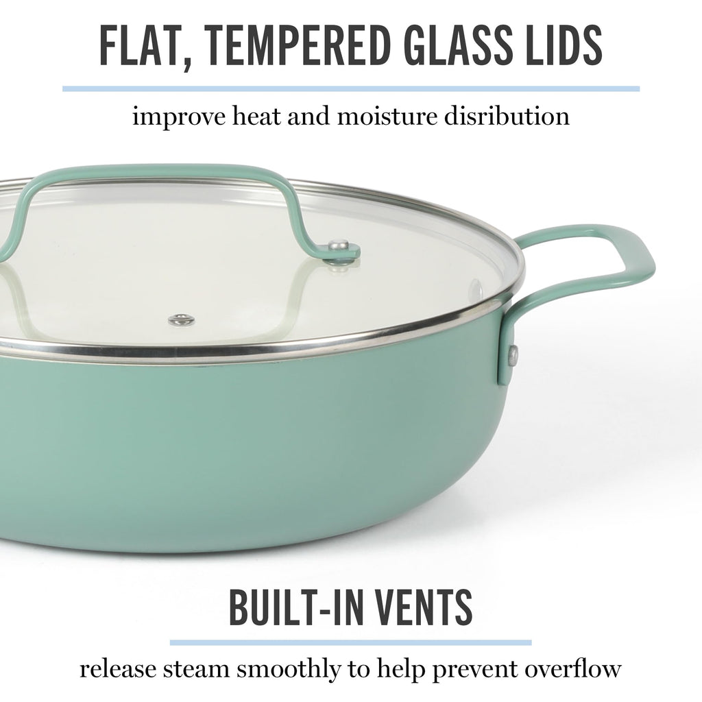 12 Piece Nonstick Ceramic Aluminum Cookware Set Teal X26328
