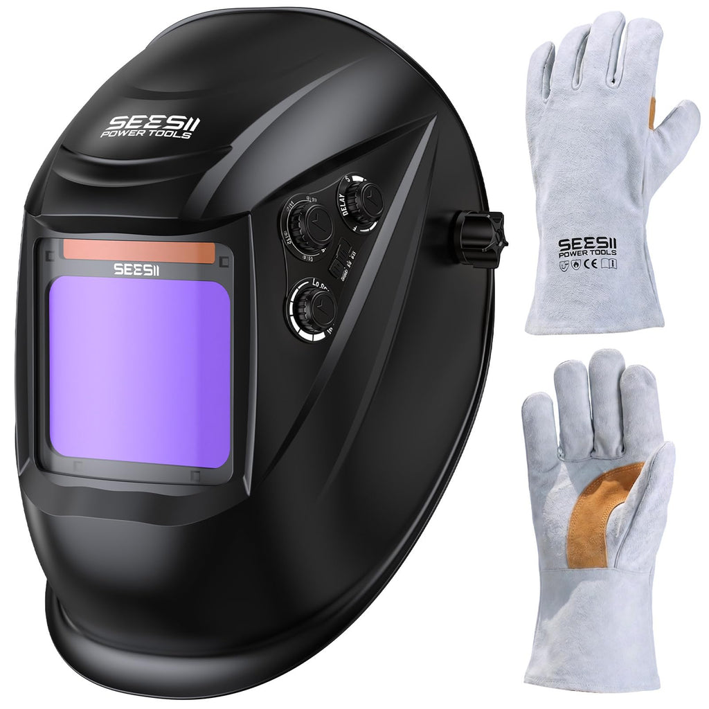 Large View Auto Darkening Welding Helmet with Welding Gloves I588