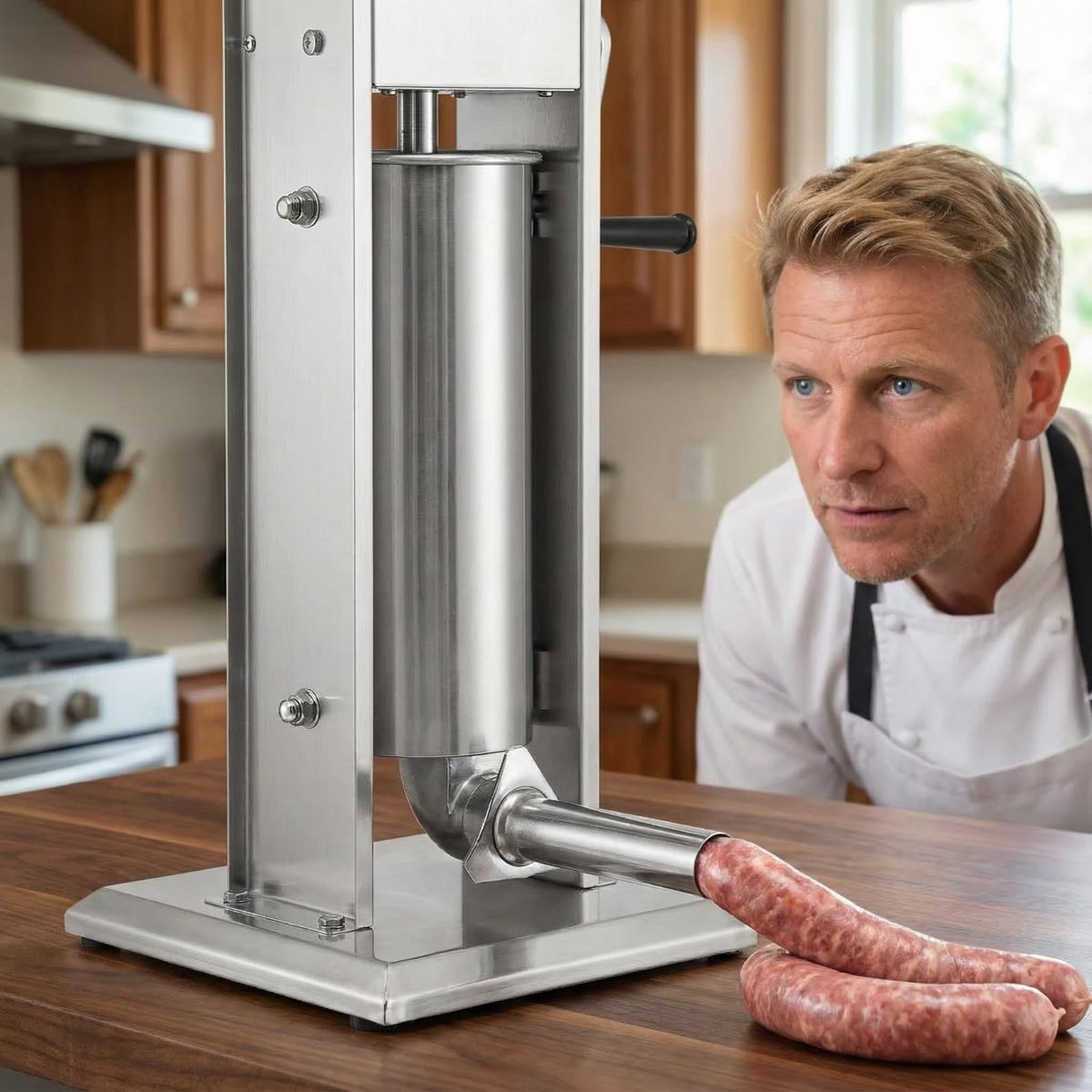 7 L Vertical Stainless Steel Sausage Stuffer with 4 Stuffing Tubes N493554