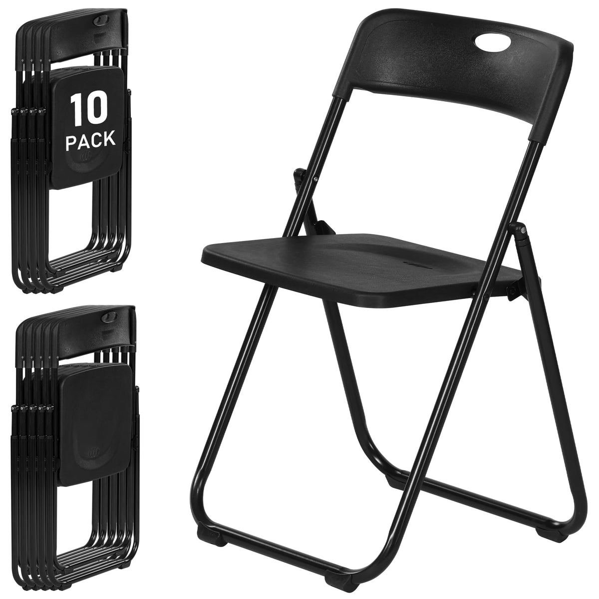 10 Pack Black Plastic Folding Chairs L554