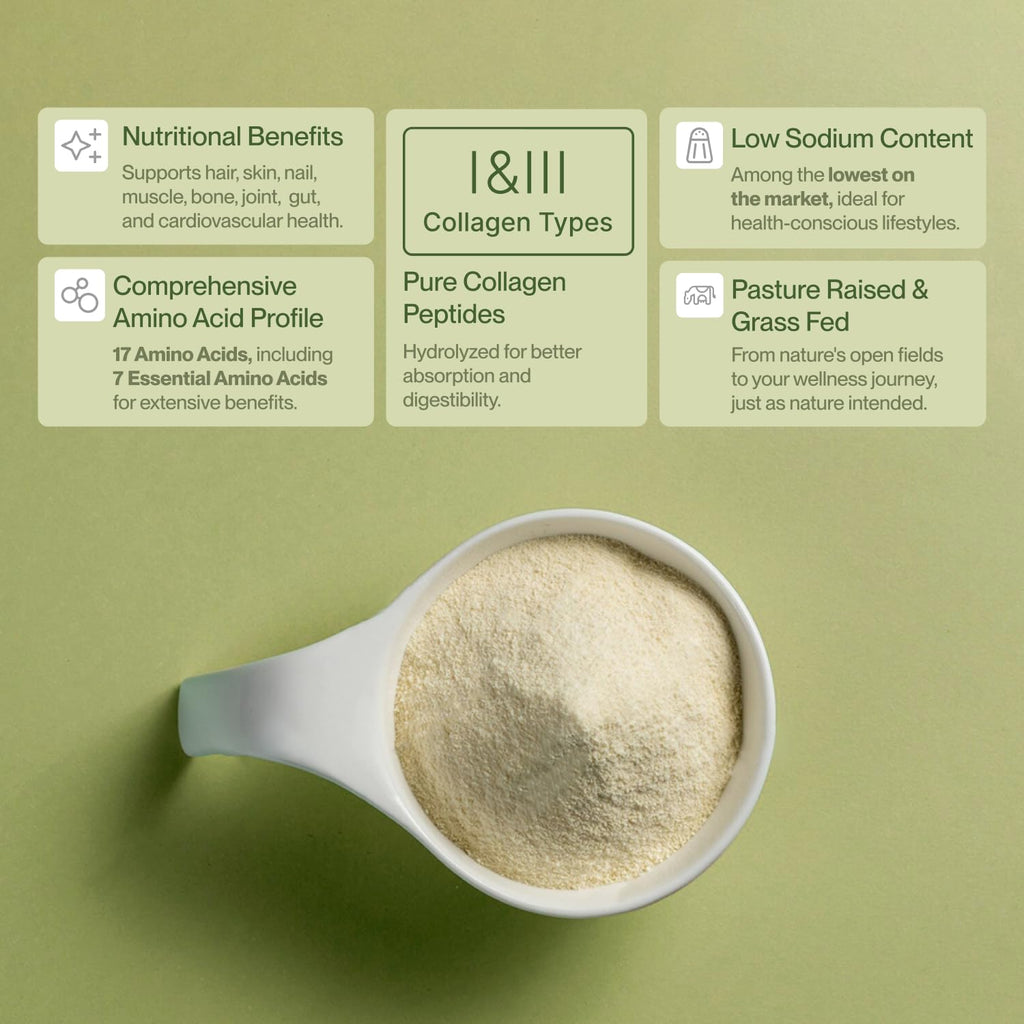 Collagen Peptides Powder Grass-Fed Pasture-Raised Hydrolyzed Type I & III Unflavored 32 oz R639262