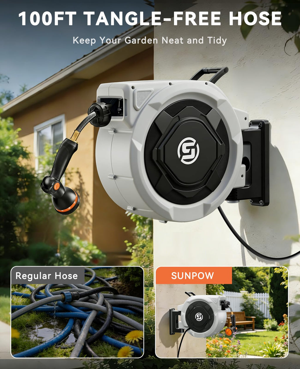 5/8in x 100ft Retractable Garden Hose Reel W9420