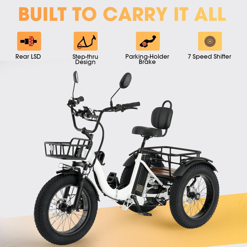 750W Folding Fat Tire Electric Tricycle A132