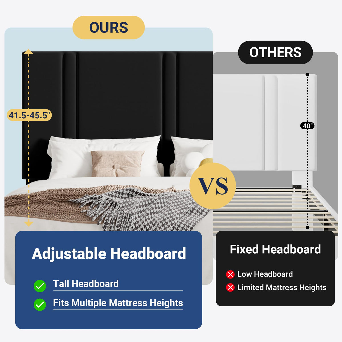 Queen Velvet Upholstered Platform Bed Frame E4827