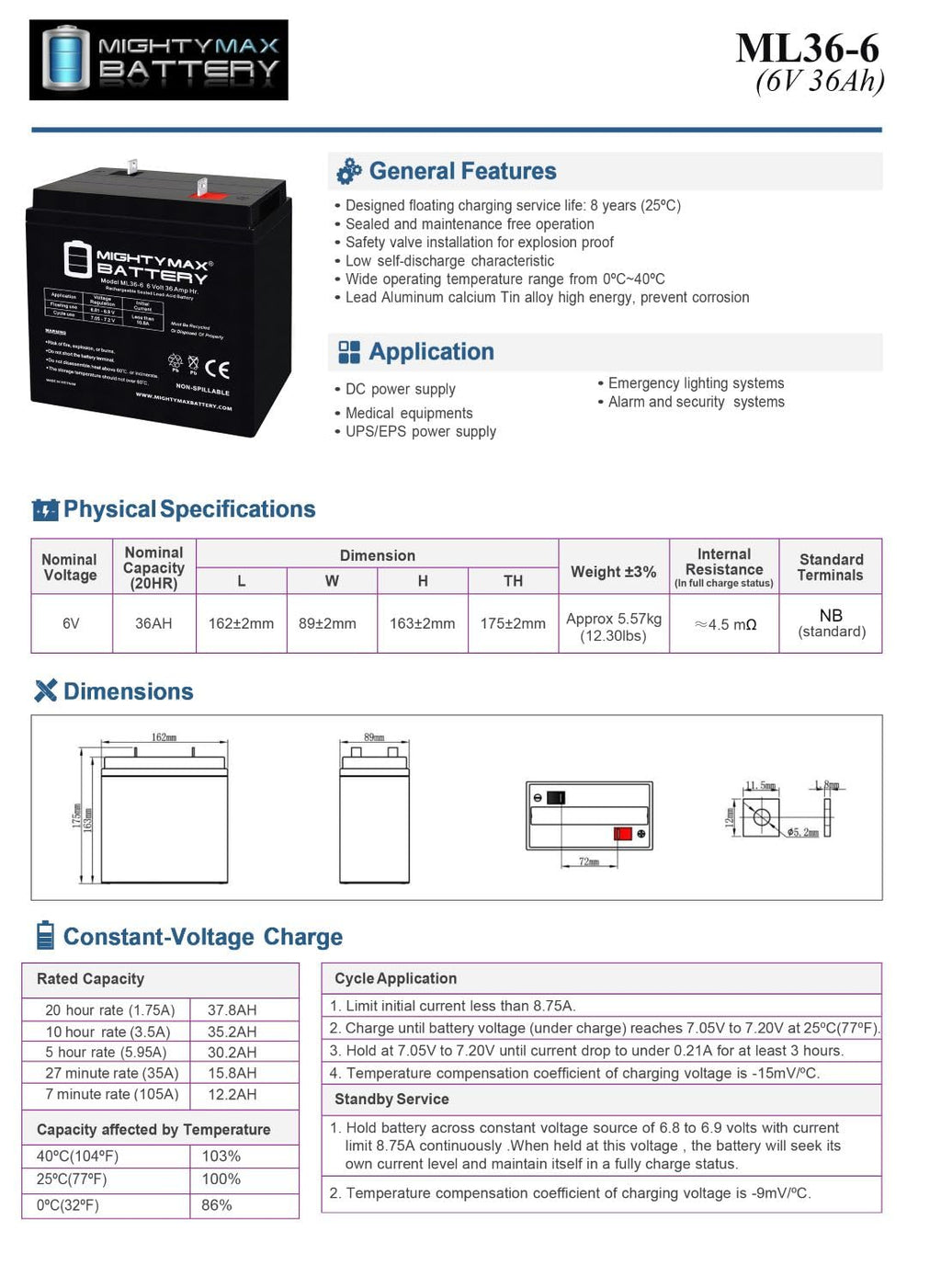 6V 36Ah AGM Battery 4 Pack G54889