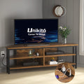 55'' Corner TV Stand with Power Outlet and 4 Open Storage Shelves O549