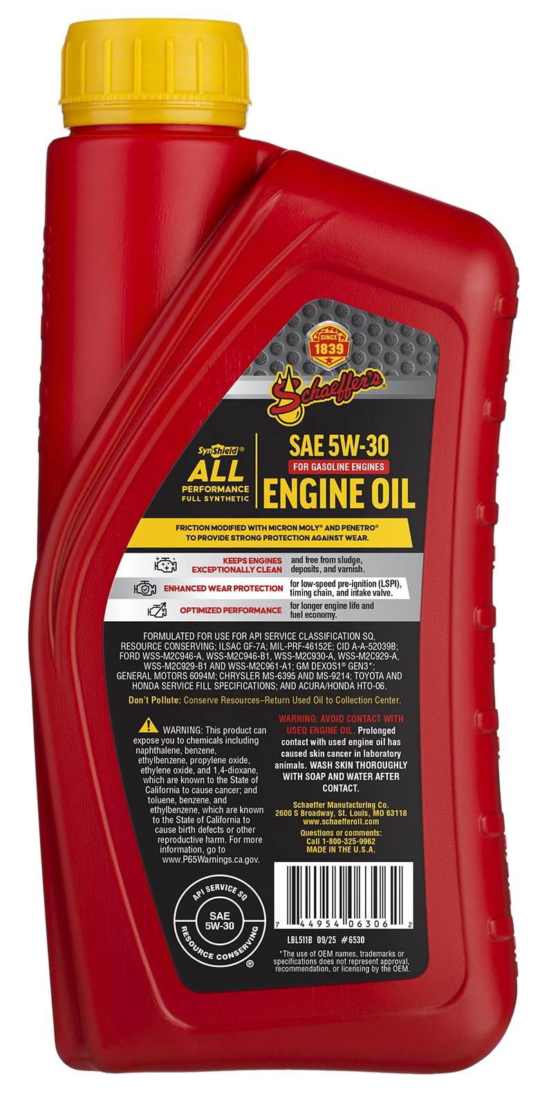 Full Synthetic 5W-30 Gasoline Engine Oil 1-quart bottle L700