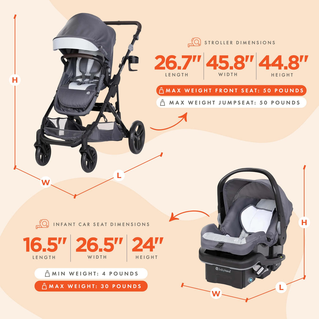Single to Double Modular Stroller Travel System with Infant Car Seat X384