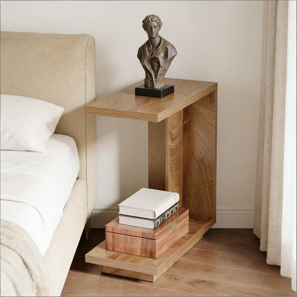 C-Shaped Side Table with Hidden Storage Q498